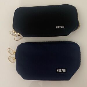 Kusshi Navy and Black Zip Pouches - Set of 2